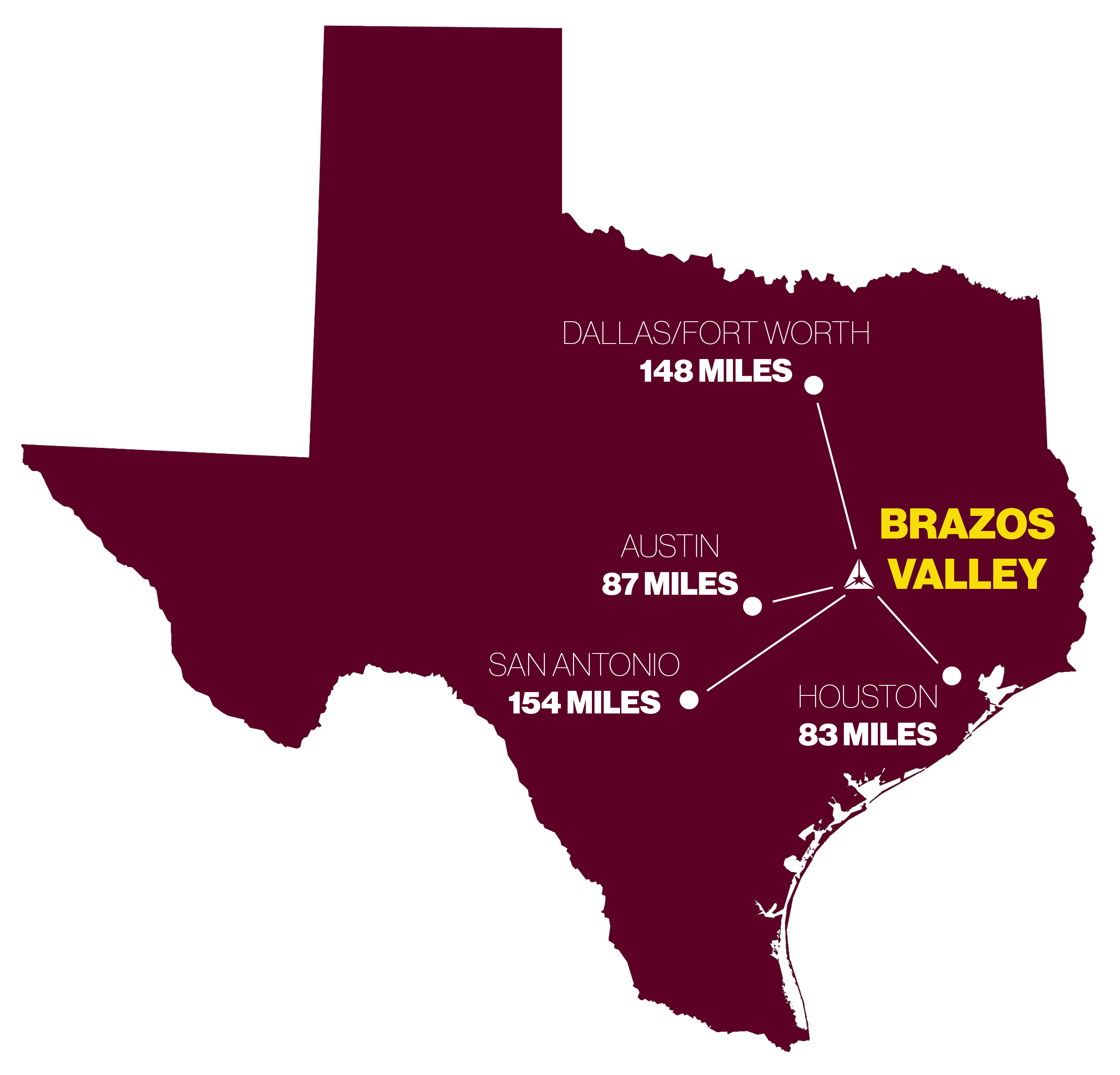 Map of texas highlighting brazos valley